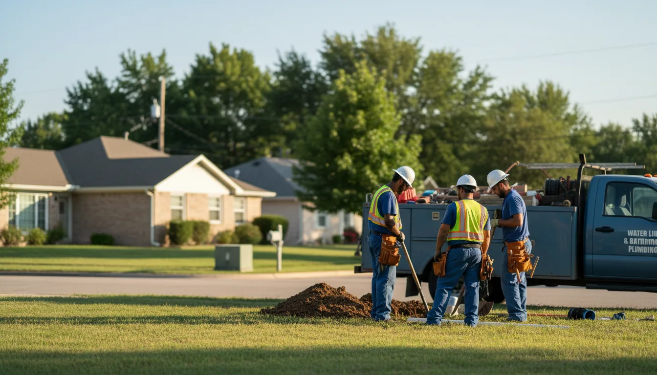 Residential water line and bathroom plumbing service in Douds, IA